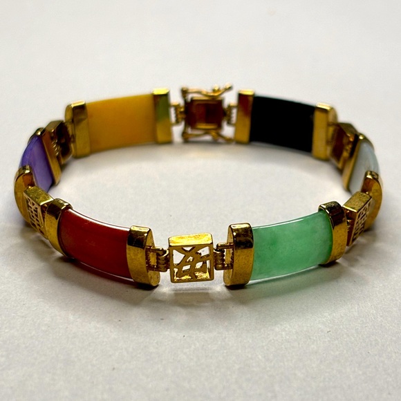 Multicolor Jade 7.5-inch Bracelet #5173 - Picture 1 of 4